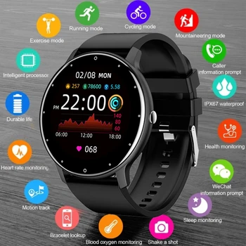 Умные часы с сенсорным экраном Smart Watch IP68 Спорт Фитнес Женщины Мужчины Bluetooth передатчик Zl02d Браслет Частота сердечных сокращений Кровяное давление