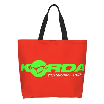 Сумка для покупок с логотипом Korda Fishing, женская холщовая сумка-тоут, переносная сумка для рыбы, карпа, подарка рыбаку, продуктовых сумок для покупателей