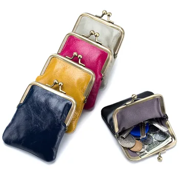 Ретро кошелек с небольшим зажимом, сумка для хранения кошелька из воловьей кожи с масляным воском