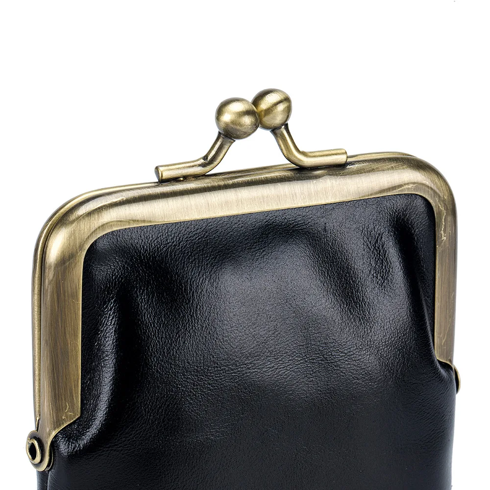 Ретро кошелек с небольшим зажимом, сумка для хранения кошелька из воловьей кожи с масляным воском - 3