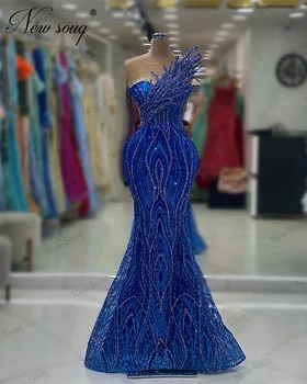 Блестящие платья для выпускного вечера королевского синего цвета с блестками, элегантное свадебное платье русалки Дубайского дизайна 2023, женские вечерние платья на заказ