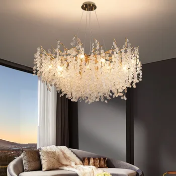 Современная светодиодная хрустальная люстра E14 для гостиной, столовой, Виллы, подвесных светильников, роскошного романтического домашнего декора, подвесных светильников