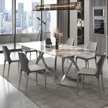 Роскошный прямоугольный обеденный стол, Обеденная мраморная консоль, обеденный стол для кабинета, дизайнерский кухонный стол Muebles De Cocina Мебель для дома