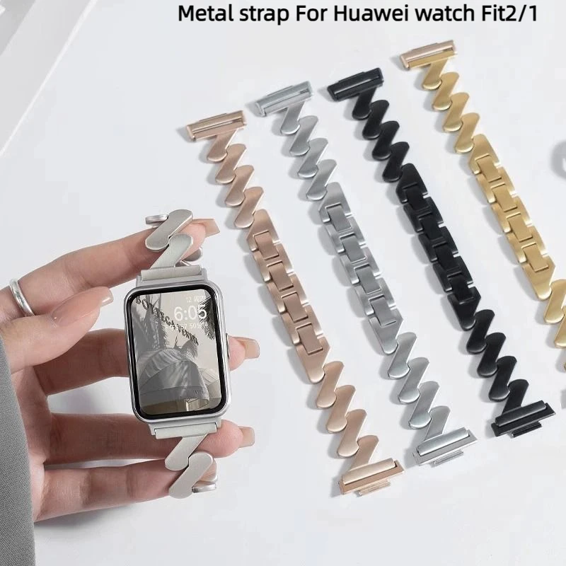 Металлический ремешок для Huawei Watch Fit2 браслет Correa Ремешок для часов Huawei Watch Fit sport Ремешок женский браслет - 0
