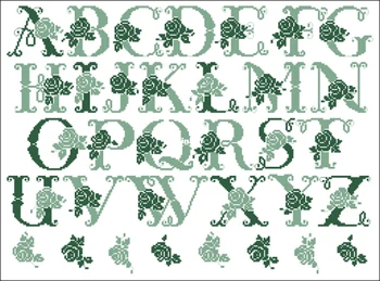 Прямая поставка 2023, вышивка крестиком алфавита с зеленой розой, 100% хлопковая нить и бесплатная доставка для домашнего декора