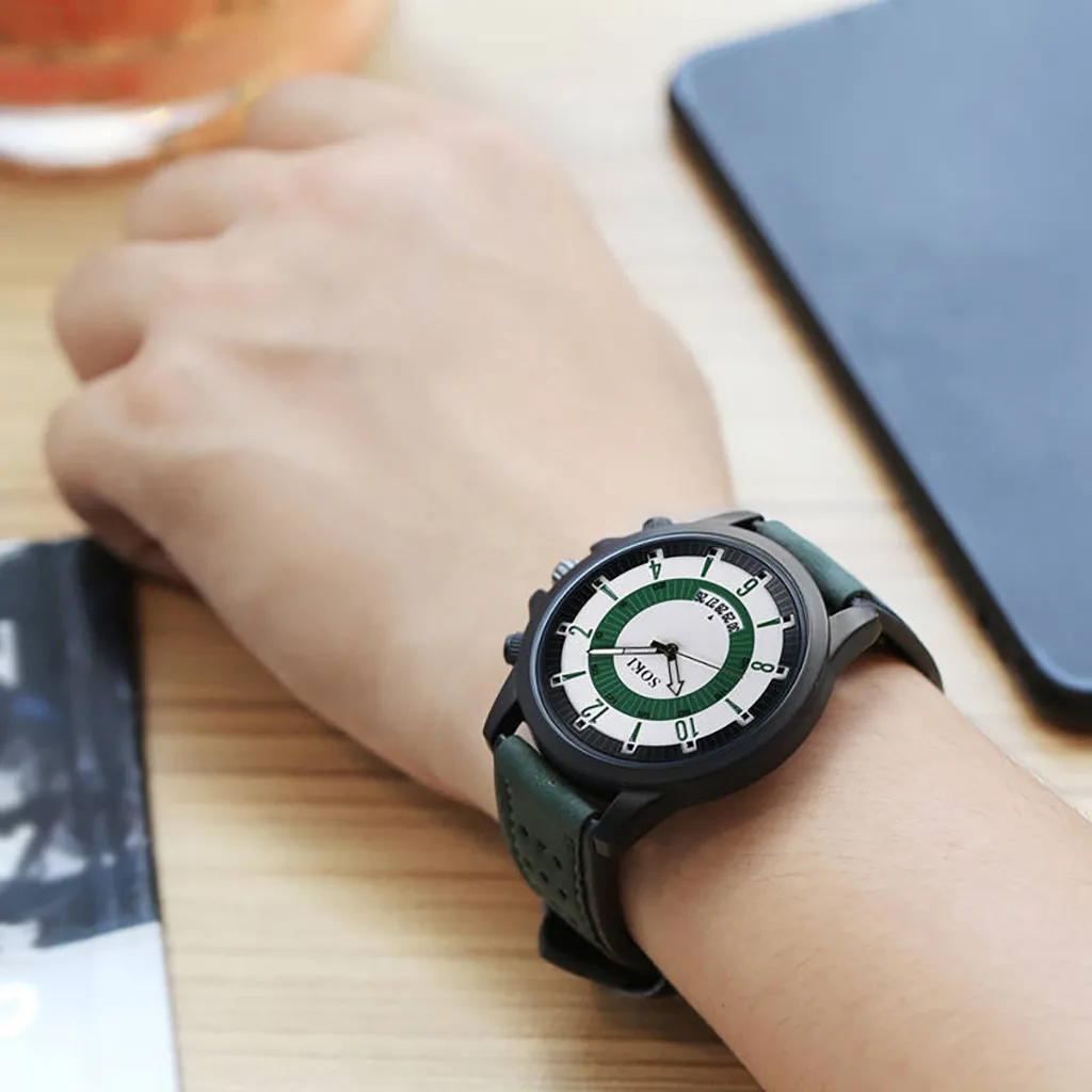 Модные мужские часы с календарем с большим циферблатом, мужские военные часы, изысканные модные автоматические часы для мужчин Reloj Hombre - 0