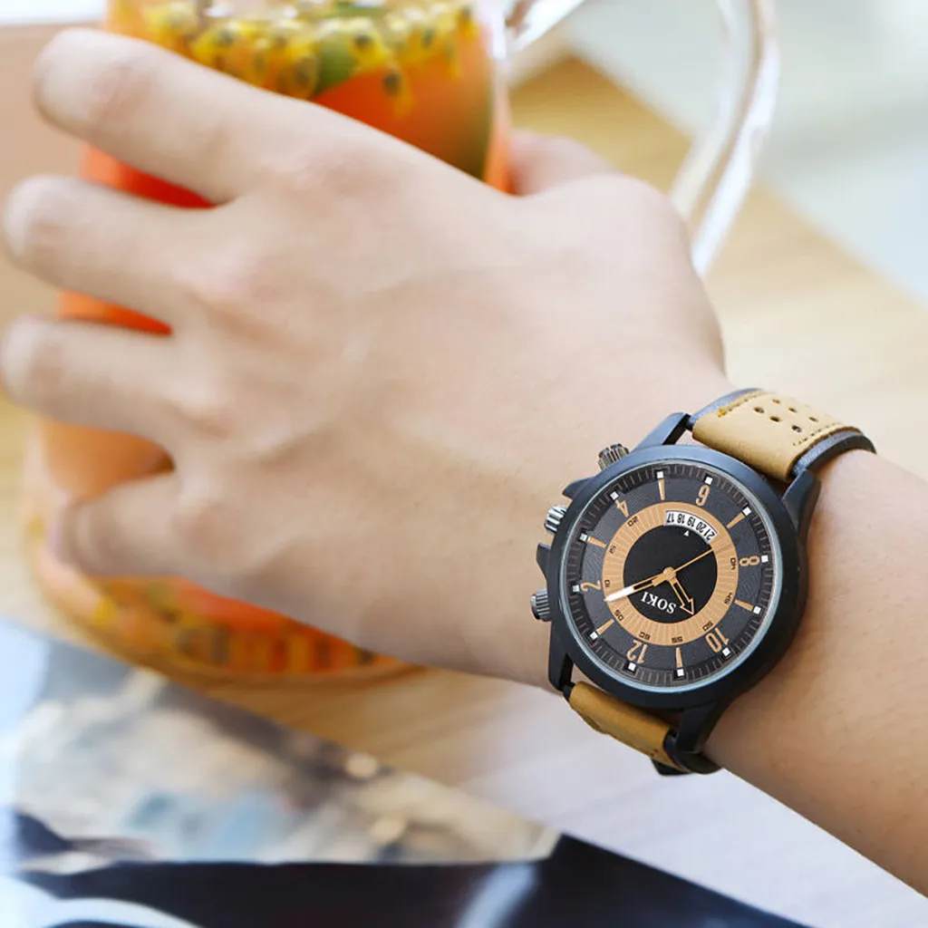 Модные мужские часы с календарем с большим циферблатом, мужские военные часы, изысканные модные автоматические часы для мужчин Reloj Hombre - 1
