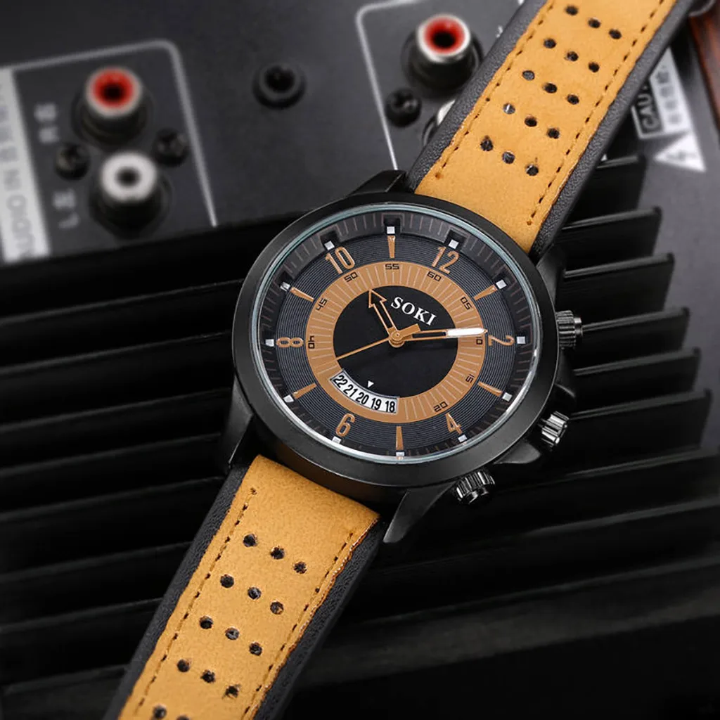 Модные мужские часы с календарем с большим циферблатом, мужские военные часы, изысканные модные автоматические часы для мужчин Reloj Hombre - 3