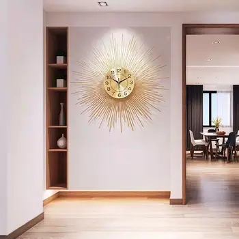 Кварцевые настенные часы большого размера в скандинавском дизайне, металлические Золотые настенные часы для бесшумного зала, Необычный креативный декор для дома Reloj Pared