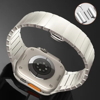 Ремешок из нержавеющей стали для Apple Watch Ultra 2 49 мм Браслет 8 45 мм 42 44 мм Титановый Цветной Ремешок для iWatch Серии 9 7 6 se 5 40 мм