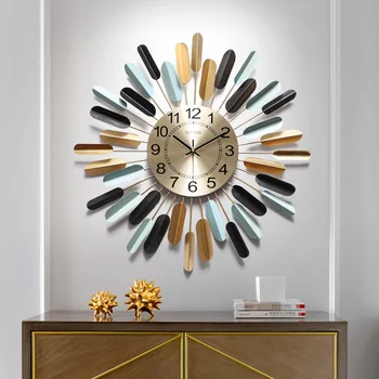Настенные часы в гостиной, современное простое домашнее искусство, Электрические часы, настенное украшение, креативные американские Роскошные настенные часы
