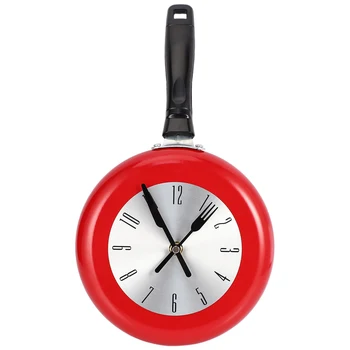 Настенные часы, дизайн металлической сковороды, 8-дюймовые часы, украшение кухни, Новинка, художественные часы