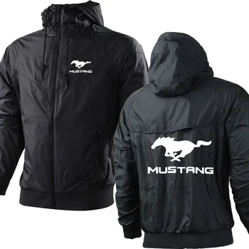 Мужские куртки с логотипом автомобиля Mustang, мужская весенне-осенняя толстовка, повседневная модная куртка с капюшоном на молнии, мужские топы, одежда, толстовка