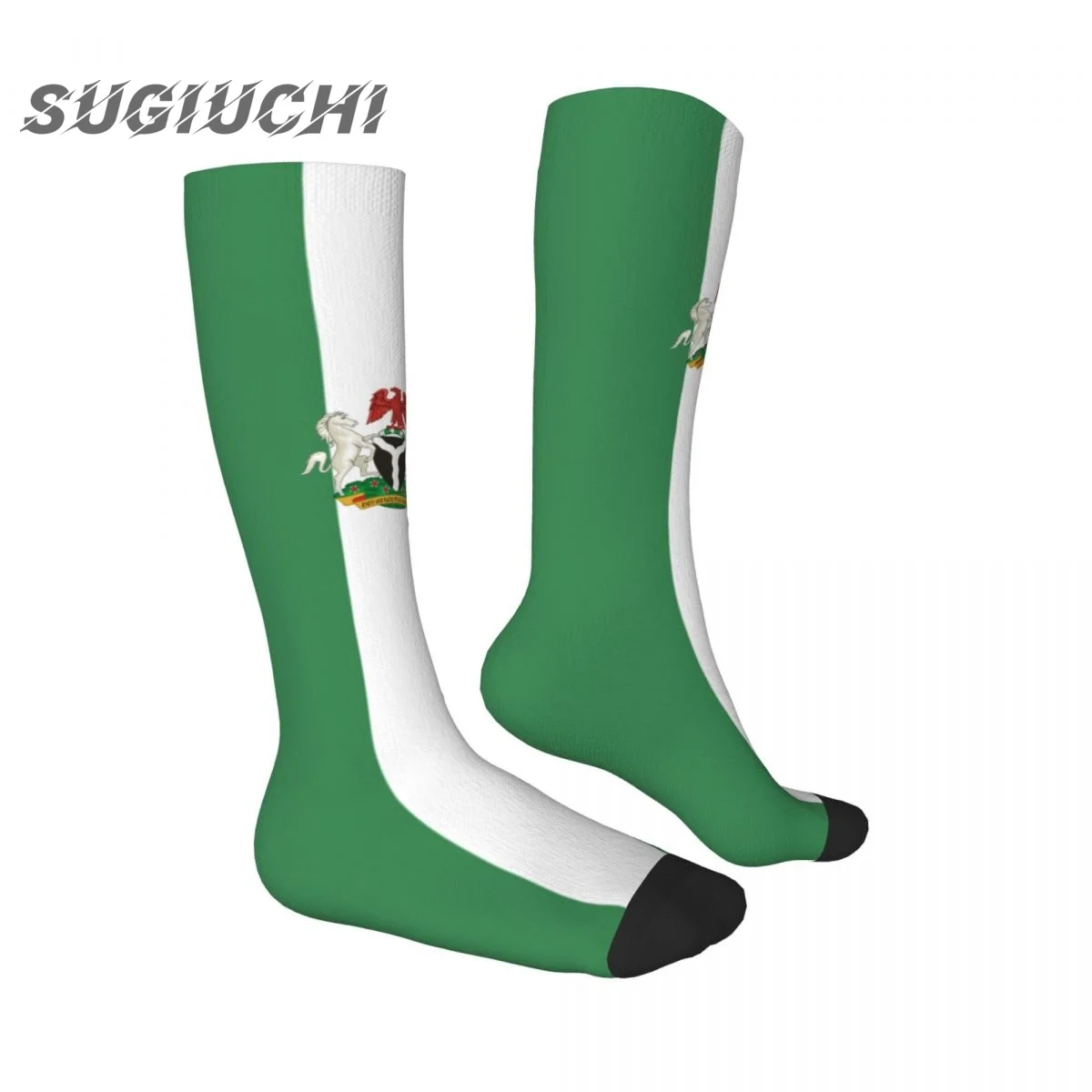 Носки с 3D-принтом из полиэстера с флагом Нигерии Для мужчин и женщин, Повседневные высококачественные носки Kawaii, Носки для уличного скейтборда - 2