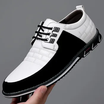 2023 Мужская черная Дышащая деловая спортивная обувь, Модный бренд, Классические повседневные лоферы на шнуровке, обувь из искусственной кожи