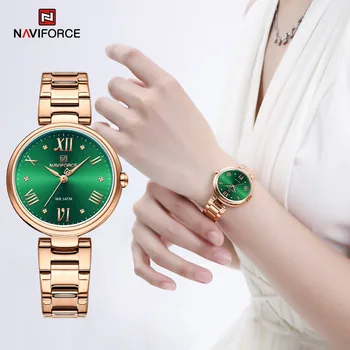Женские часы бренда NAVIFORCE Роскошные женские повседневные водонепроницаемые кварцевые наручные часы из нержавеющей стали Relogio Feminino Montre Femme