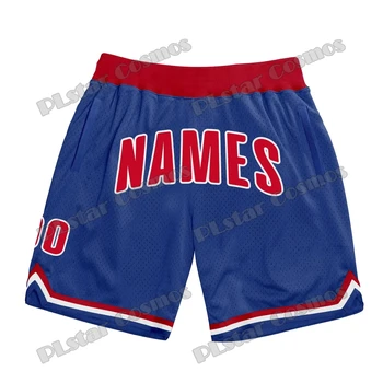 Пользовательские название и номер Королевские красно-белые мужские баскетбольные шорты с 3D-принтом, молодежные летние спортивные шорты с дышащей сеткой LQD09