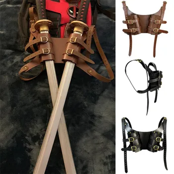 Средневековые винтажные аксессуары для косплея, рыцарский кожаный ремешок на спине, ножны для военных игр и ролевых игр, держатель для меча, готические ножны из искусственной кожи