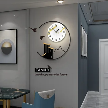 Большие настенные часы размером 50x50 см, Лаконичные художественные часы, Роскошное украшение для дома в гостиной, Бесшумный современный дизайн, подвесные часы