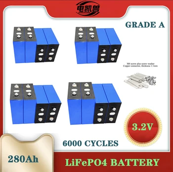 Элементы класса А 280Ah Lifepo4 аккумуляторная батарея 3,2 В 6000 циклов Литий-железо-фосфатная призма солнечная энергия ЕС/США беспошлинно