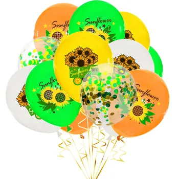 Набор латексных шариков с подсолнухом, Воздушные шарики с подсолнухом, украшение для вечеринки по случаю Дня рождения ребенка, 12 