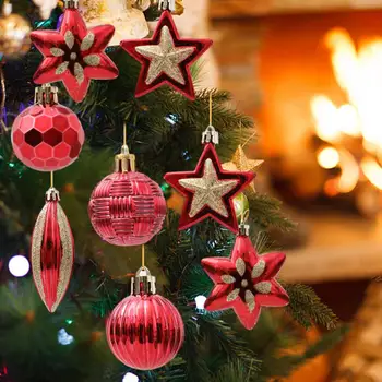 Подвесные рождественские безделушки, мерцающие украшения для Рождественской елки, 39 разноцветных подвесных шаров, декоративные подвески для праздничного дома