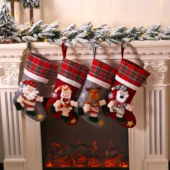 Большие рождественские носки, Игрушки, рождественские украшения, Рождественские пакеты для конфет, подарочный пакет для детских подарков, Подарочный пакет для конфетных носков, рождественский подарок