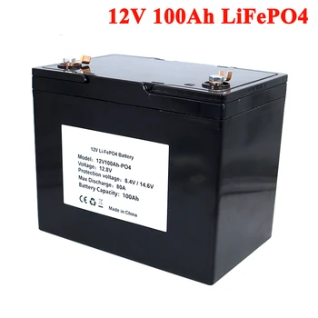 Аккумулятор LiFePO4 12 В 100 Ач, литиевые батареи 12,8 В, 4000 циклов для кемперов, гольф-кар, внедорожник, Автономный Солнечный ветер
