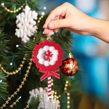 Подвеска в форме леденца, Праздничный декор для дома, красочные подвески в форме рождественской елки в форме леденца с соответствующими полосками-бантиками