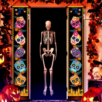 Хэллоуин, День Мертвых, Вывеска на крыльце, Дверной баннер, Добро Пожаловать, Висящий Флаг, Двустишие, Фон для домашней вечеринки, Декор стен, Принадлежности