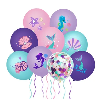 Набор воздушных шариков-русалочек из 9 штук для украшения детского дня рождения