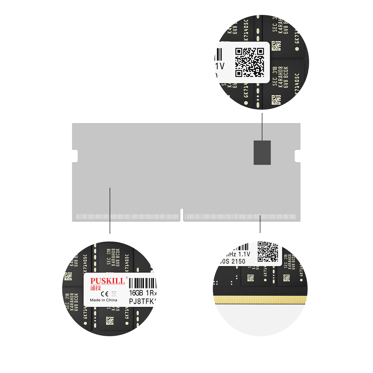 PUSKILL Memoria Оперативная Память DDR5 32 ГБ 16 ГБ 8 ГБ 4800 МГц Sodimm Ноутбук Высокопроизводительная Память для ноутбука - 4