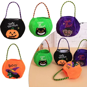 1 шт. Золотые бархатные сумки-тоут с тыквой на Хэллоуин, сумочка для конфет, подарочная сумочка для вечеринок, 15x25 см