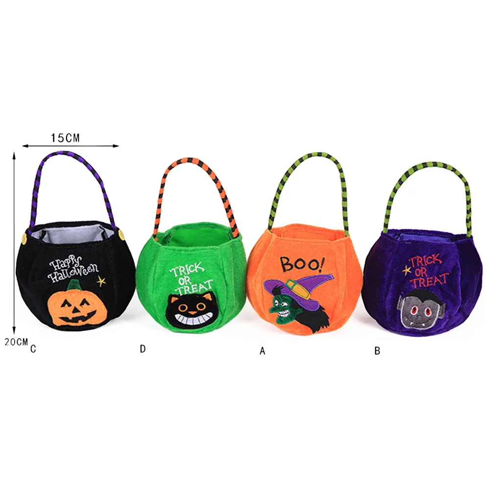 1 шт. Золотые бархатные сумки-тоут с тыквой на Хэллоуин, сумочка для конфет, подарочная сумочка для вечеринок, 15x25 см - 5