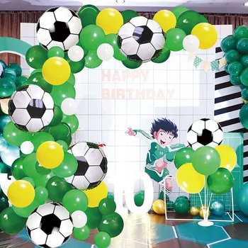 Комплект для арки с гирляндой на футбольную тему Футбольные Фольгированные шары Темно-зеленый Латексный мяч Украшение для вечеринки в честь дня рождения ребенка
