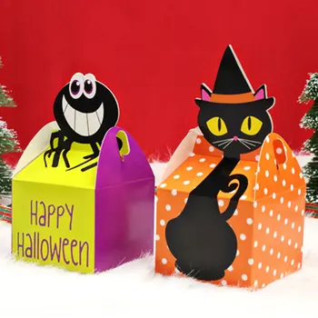 4 шт./лот, бумажная коробка конфет на Хэллоуин, мультяшный призрак, ведьма, Паутина, летучая мышь, подарочная коробка для десерта, сумки, сделай сам, коробка для Хэллоуина