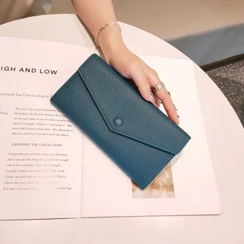Дизайнерский кошелек из натуральной кожи, длинный кошелек, кошелек-конверт для женщин