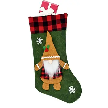 Рождественские чулки с гномиками, 3D плюшевые чулки со снежинками, 18-дюймовые Рождественские носки для подарков, Фестивальная лестница, мантия для спальни