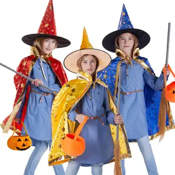 Регулируемая Накидка для Хэллоуина с Пентаграммой и сумкой для рук в виде Шляпы Волшебника Удобный Дышащий Костюм