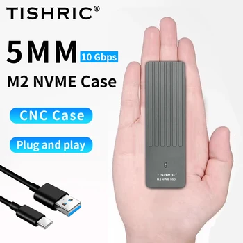 TISHRI SSD Case M.2 Внешний корпус NVME 10 Гбит/с 5 ТБ USB3.1 Type C Ультратонкий SSD-Адаптер для NVME SSD Disk Box Поддерживает Ключ M