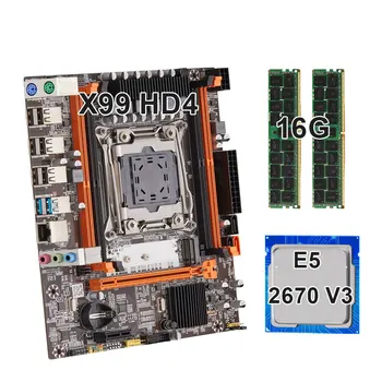 KEYIYOU X99H D4 Материнская плата Combo LGA 2011-3 E5 2670 V3 комплект Процессор Xeon CPU DDR4 2*8 ГБ 2133 МГц Оперативная память NVME M.2