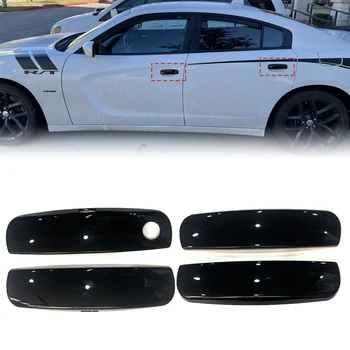 4 шт. Накладки на дверные ручки автомобиля, накладные накладки для Dodge Charger 2011-2021, наклейки на наружные дверные ручки автомобиля из углеродного волокна черного цвета