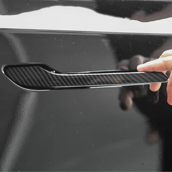 Накладка на дверную ручку для Tesla модель 3 Y, защитная наклейка для дверных ручек из углеродного волокна, аксессуары для дверей