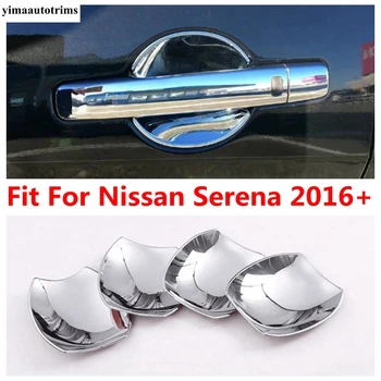 Ручка боковой двери автомобиля, рамка чаши, Декоративная накладка, комплект отделки, подходит для Nissan Serena 2016-2020, ABS Хромированные внешние аксессуары