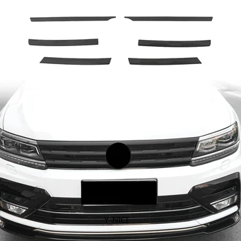 Для Tiguan MK2 2016-2021, Матово-черная сетка переднего бампера, Центральная решетка радиатора, молдинги для гриля, отделка крышки