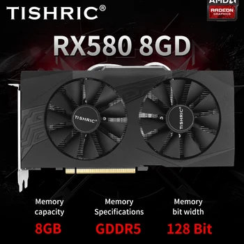 Игровая видеокарта TISHIRC AMD RX 580 8G GDDR5 128Bit 2048SP PCI Express 3.0 ×16 8Pin DP HDMI DVI-D RX580 8G