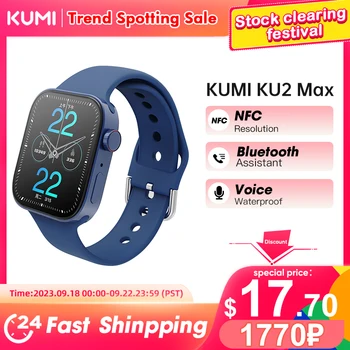 KUMI KU2 Max Мужские Смарт-Часы Bluetooth Call Спорт Фитнес Пульсометр Кровяное Давление Монитор Сна Женские Смарт-Часы IP67 Водонепроницаемые