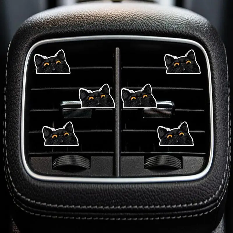 Вентиляционный зажим Black Cat 6шт Вентиляционный зажим для выхода кондиционера Воздуха Ароматизированный автомобильный освежитель воздуха Вентиляционный зажим Освежители воздуха для автомобилей Kitten Cat - 3