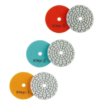 1 шт. полировальные накладки для инструмента для полировки гранита, шлифовальный диск 3 дюйма 80 мм с сухим/влажным алмазом, 3-ступенчатая полировка гранита, мраморный диск