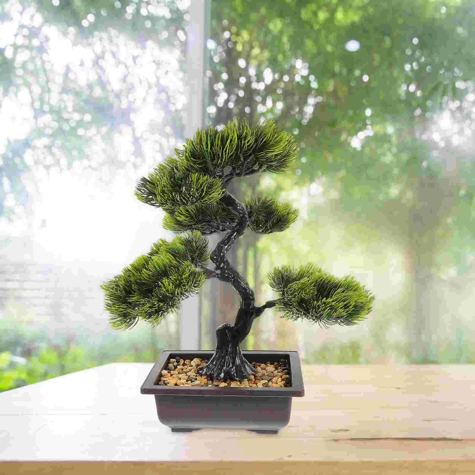 Искусственные растения в помещении, милые поддельные Искусственные деревья Бонсай, реалистичный маленький декор для дома, декоративный орнамент из АБС-пластика - 5